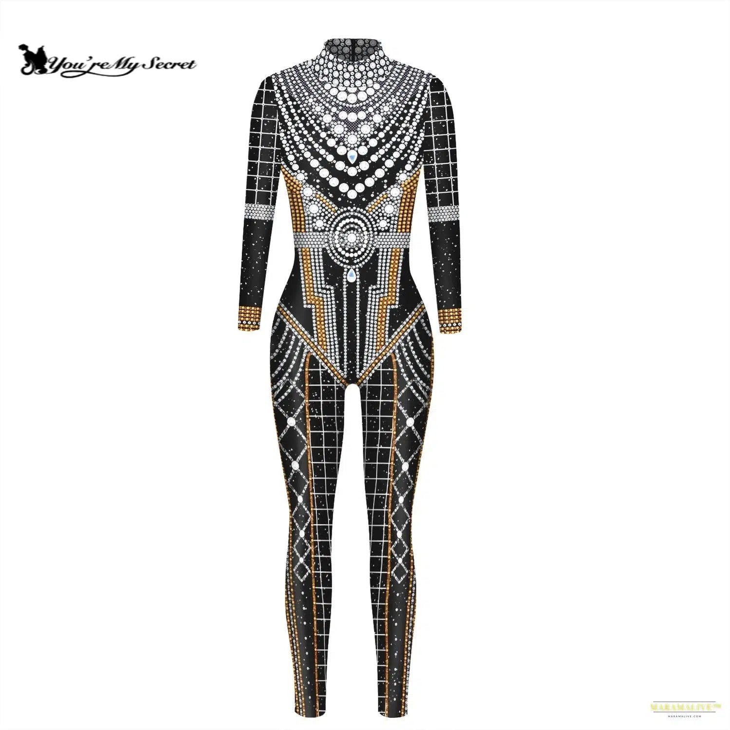 New Cosplay Costumes for Woman 3D Digital Printing Black Long Sleeves Jumpsuit Elastic Slim Bodysuit