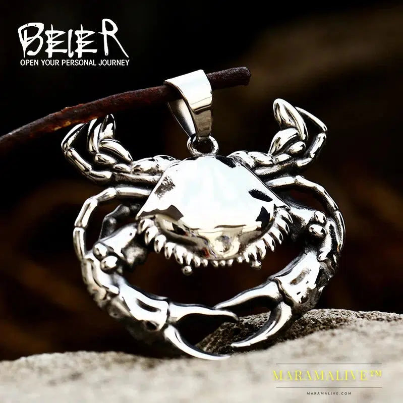 New Design Ocean Series Stainless Steel Crab Pendant Fashion Detailed Trendy Jewelry For Men Women