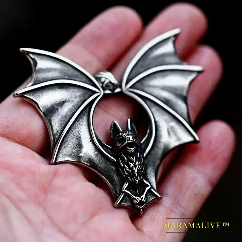 New Design Stainless Steel Bat Pendant Detailed Necklace Punk Biker Animal Jewelry High Quality Gift Accessories