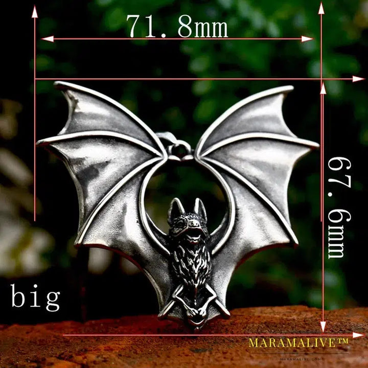 New Design Stainless Steel Bat Pendant Detailed Necklace Punk Biker Animal Jewelry High Quality Gift Accessories