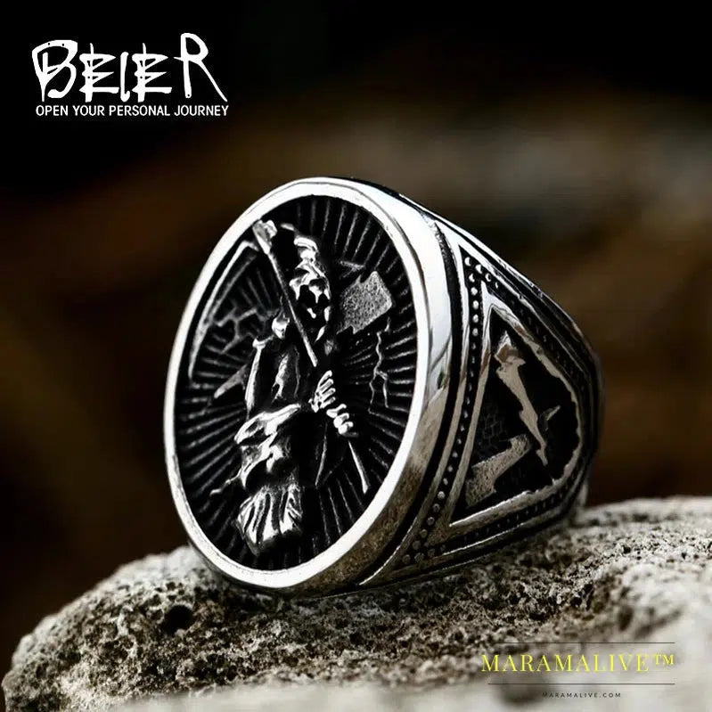 New Designs 316L Stainless Classic Hell Skull Grim Reaper Men's Ring Punk Party High Quality Jewelry