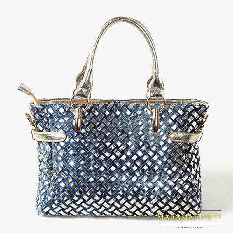 New Diamond-studded Denim Single-shoulder Messenger Bag