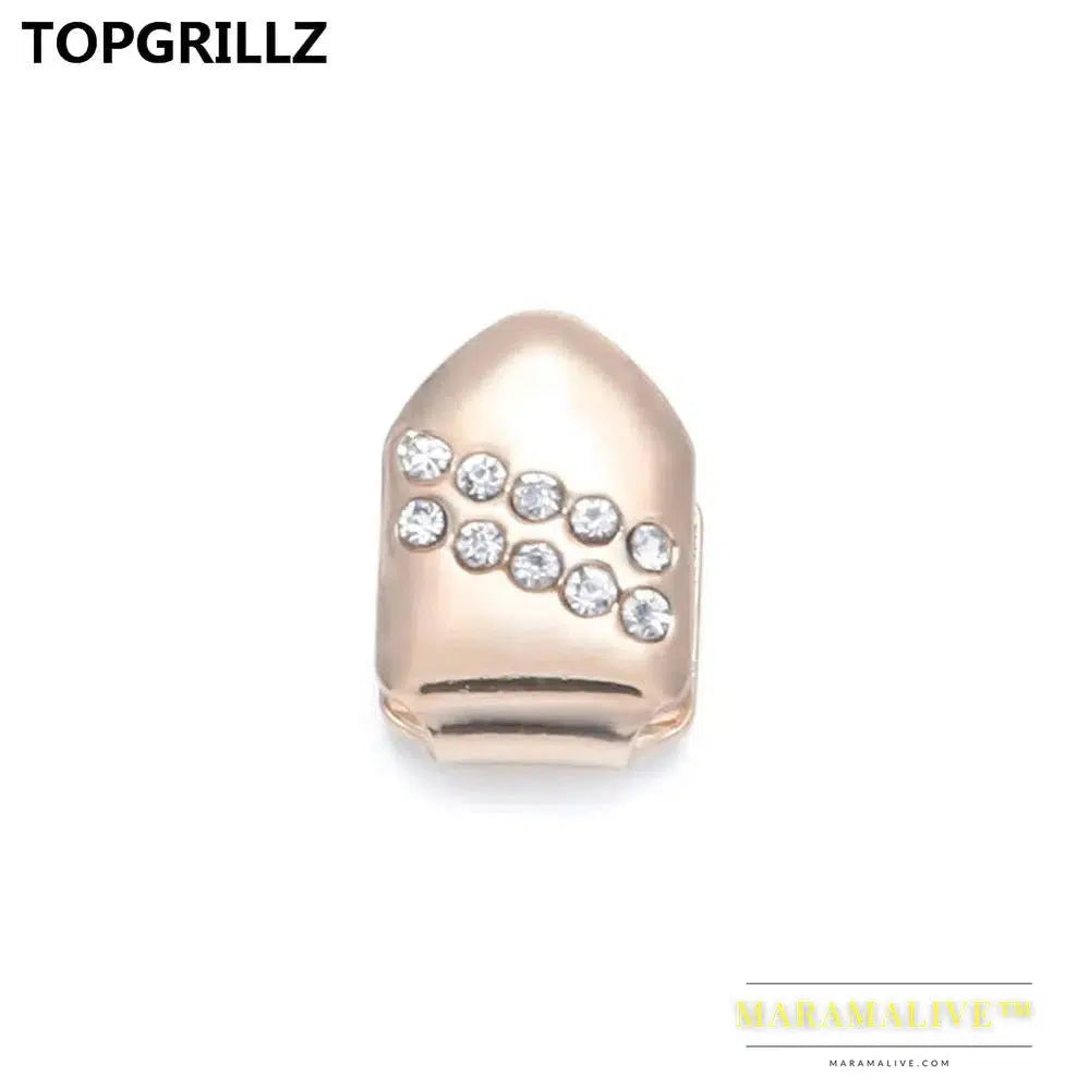 New Gold Color Plated Hip Hop Single Teeth Grillz Cap Top Tooth GRILLZ for Halloween Christmas Party Jewelry,Gift