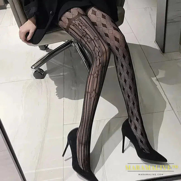 New Goth Lolita Cosplay JK Girls Tights Women Sexy Retro Gothic Kawaii Cross Print Club Stockings Nylon Socks Fishnet Pantyhose