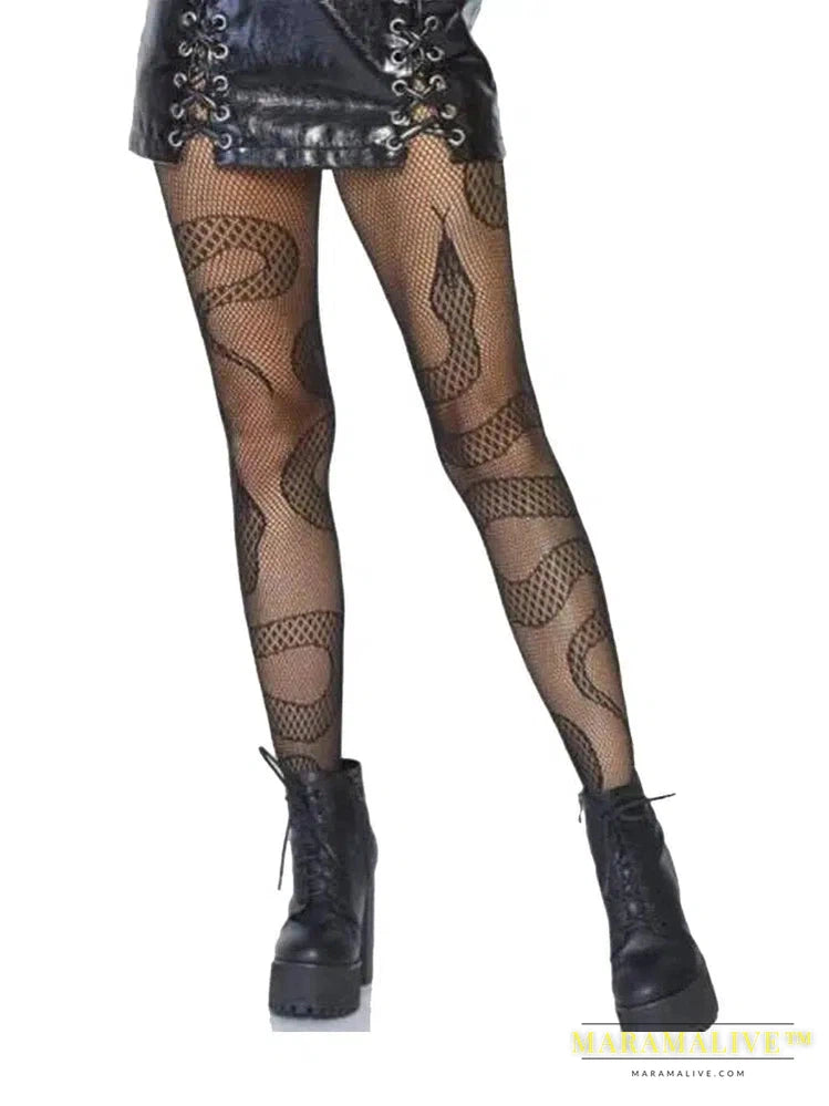 New Goth Lolita Cosplay JK Girls Tights Women Sexy Retro Gothic Kawaii Cross Print Club Stockings Nylon Socks Fishnet Pantyhose