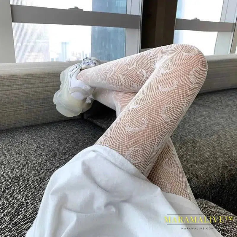 New Goth Lolita Cosplay JK Girls Tights Women Sexy Retro Gothic Kawaii Cross Print Club Stockings Nylon Socks Fishnet Pantyhose