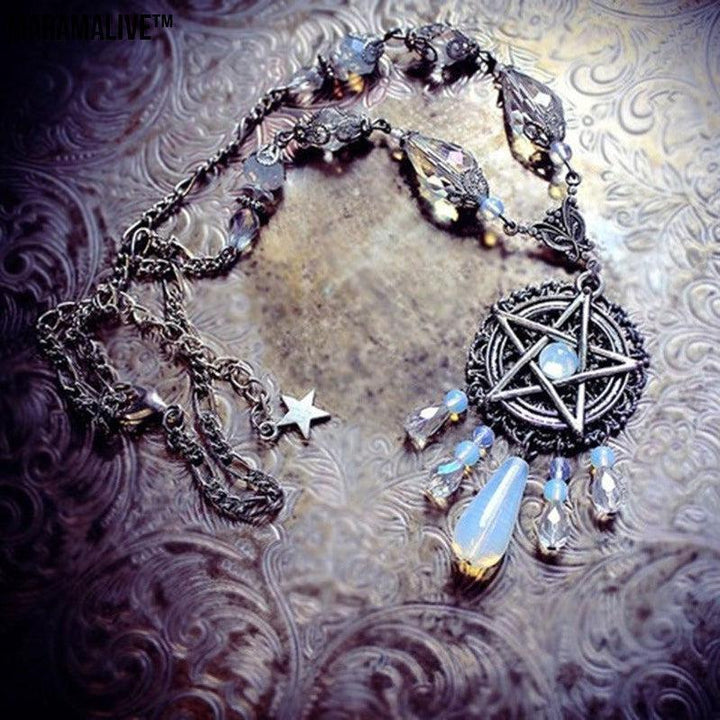 New Gothic Mysterious Pentagram Head Chain