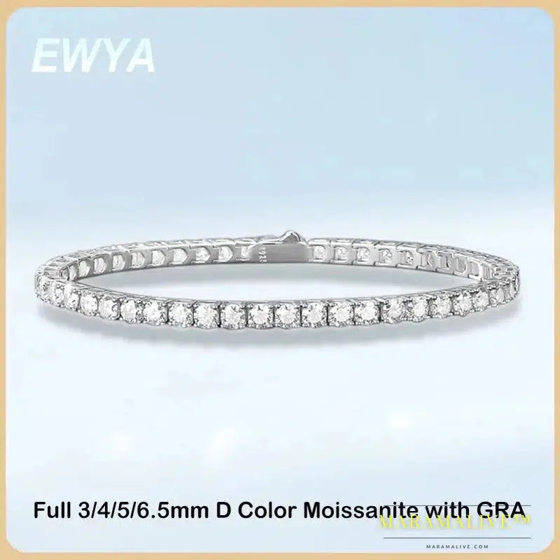 New In GRA Certified 3/4/5/6.5MM White Full Moissanite Tennis Bracelet for Women Men 925 Silver Diamond Link Bracelets