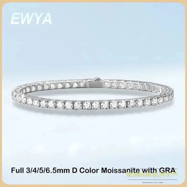 New In GRA Certified 3/4/5/6.5MM White Full Moissanite Tennis Bracelet for Women Men 925 Silver Diamond Link Bracelets