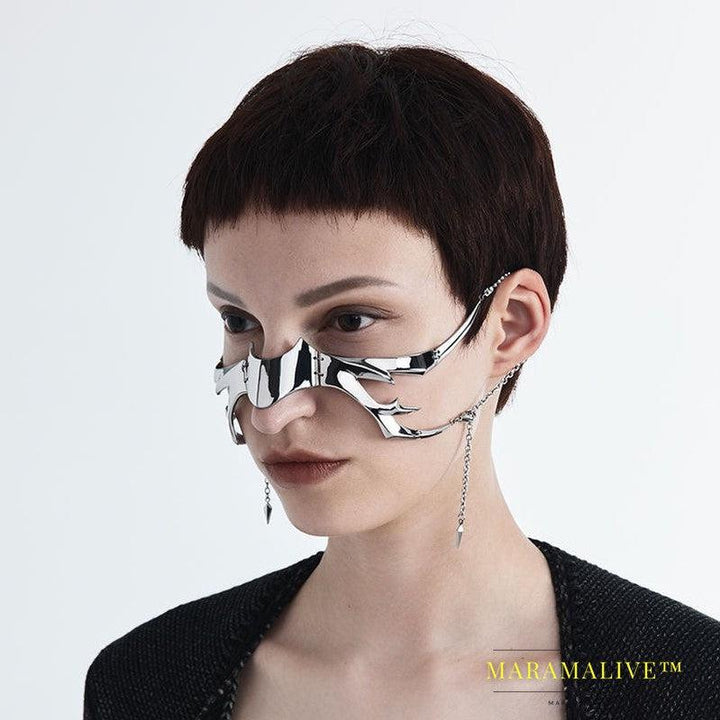 New Niche Design Shaped Fluid Lip Ring Face Ornament Earrings Set