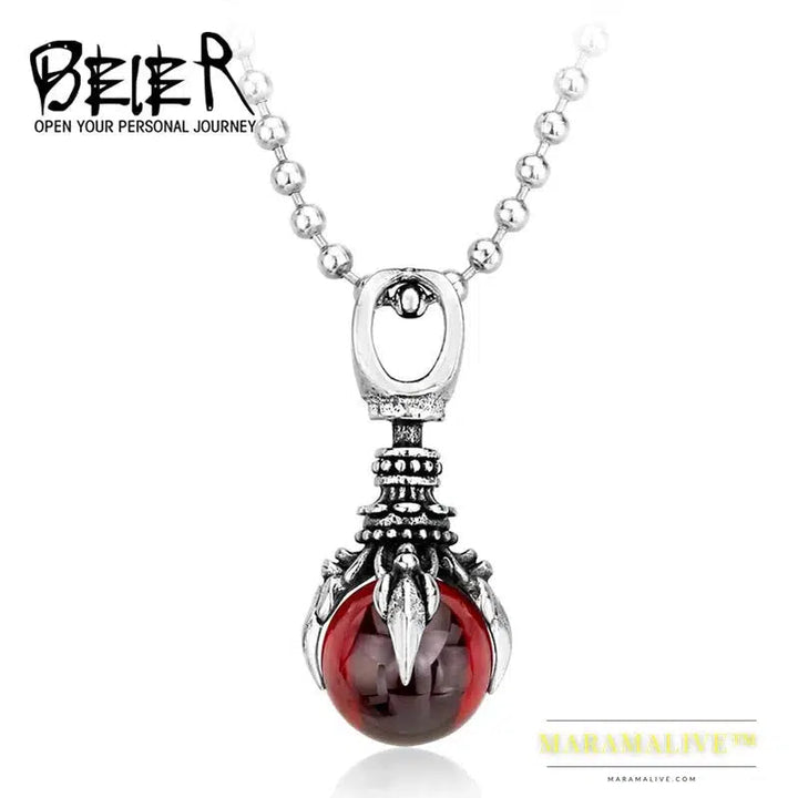 New Stainless Steel Fashion Claw Necklace Pendant With Red/Black/blue Stone fashion jewelry for man