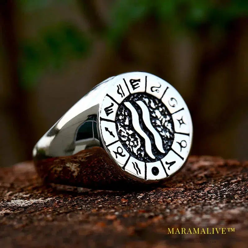 New Style Stainless Steel Ring with AQUARIUS