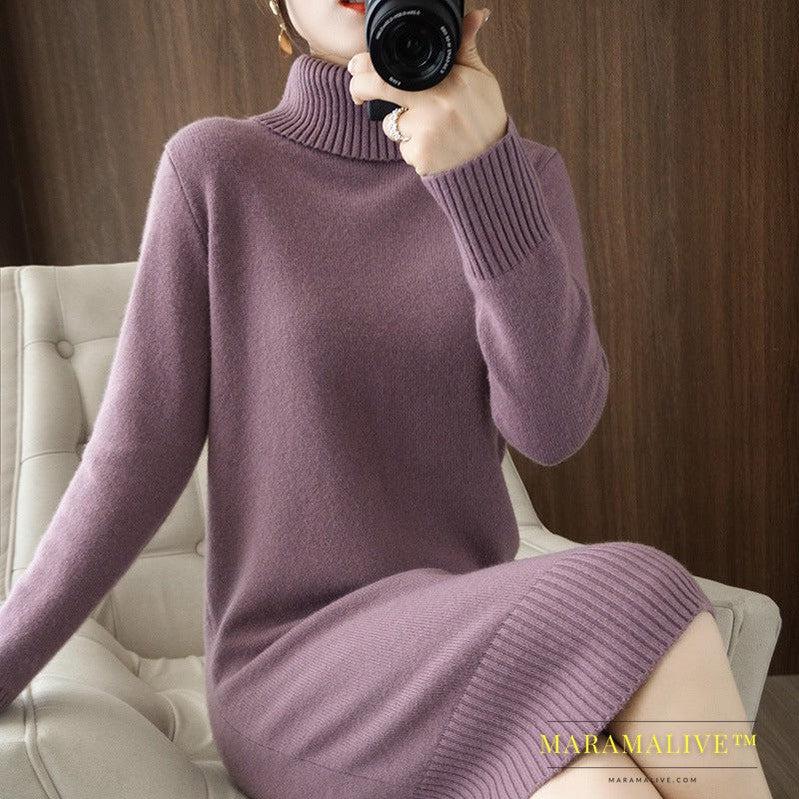 New Style Woolen Skirt Long Bottoming Shirt Women