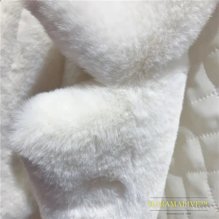 New Women Autumn Winter Furry Warm Fur Outerwear Fashion Loose Faux Fur Rabbit Long Jacket Casual Thickened Fur Coat