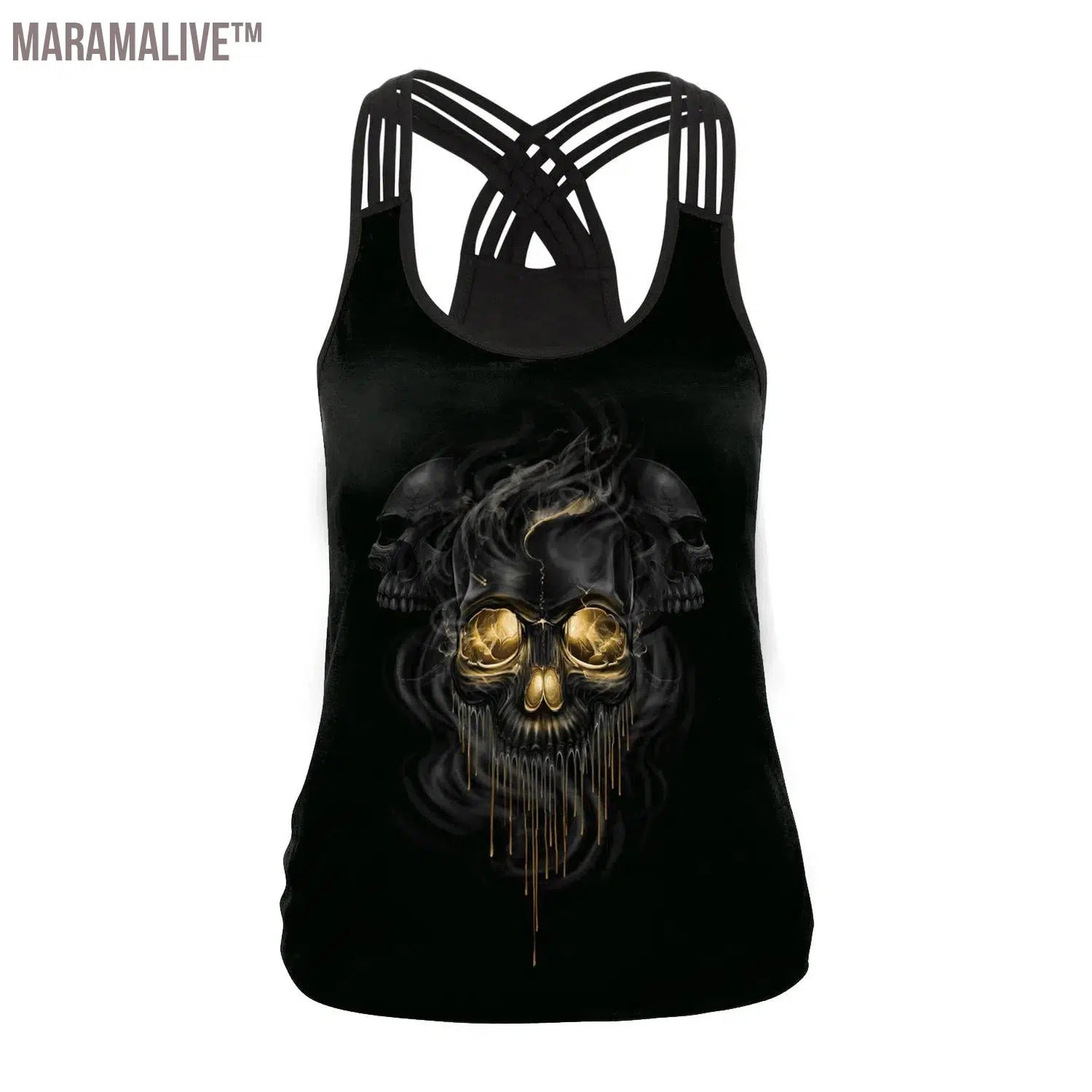 New Women Tops Fashion Halloween Graphic Tank Tops Gothic Camisole Cross Straps Sleeveless Vest Tshirt