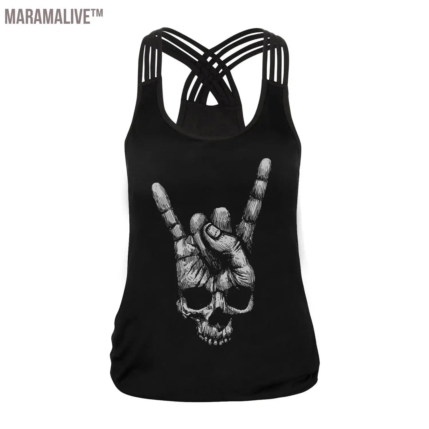 New Women Tops Fashion Halloween Graphic Tank Tops Gothic Camisole Cross Straps Sleeveless Vest Tshirt