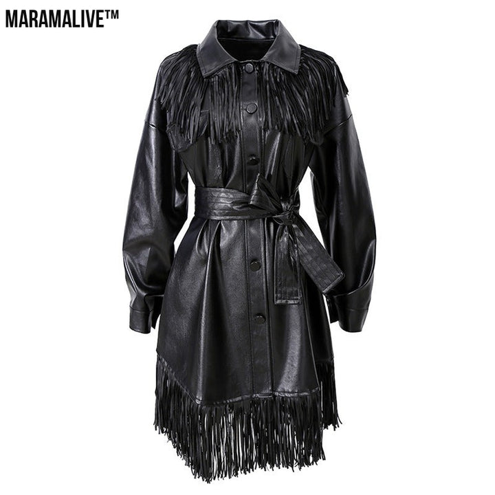 New style dress lace waist leather skirt