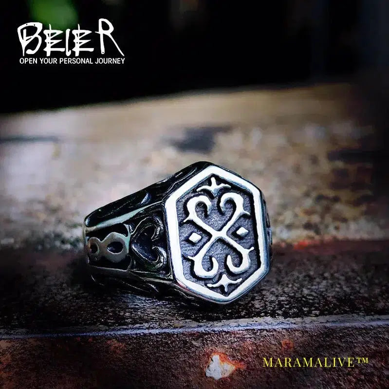 Nordic Viking Ring Rune Letter Odin Amulet scandinavian Signet Ring fashion Men Jewelry