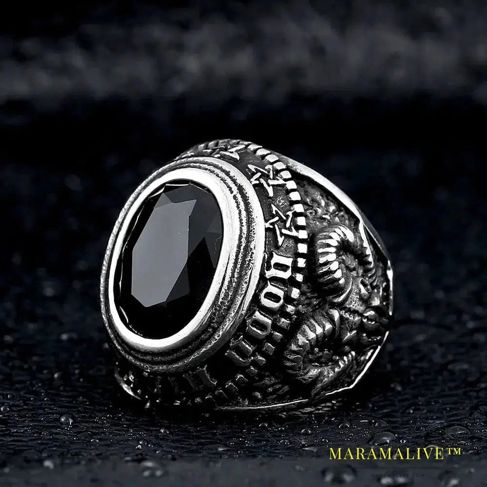 Norse Viking Amulet Snake Green Eyes Odin 's Symbol For Men Scandinavian Ring Jewelry