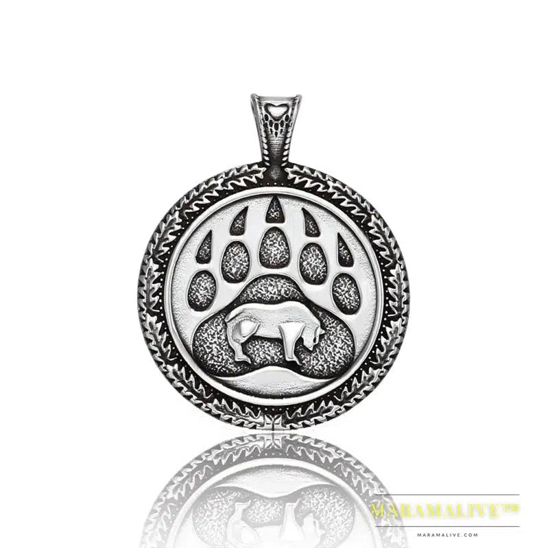 Norse Viking Pendant Necklace Bear Paw Bear Pendant Odin 's Symbol Original Animal Jewelry