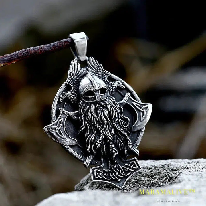 Norse Vikings Pendant Necklace Odin God head men Amulet Original Animal fashion Jewelry