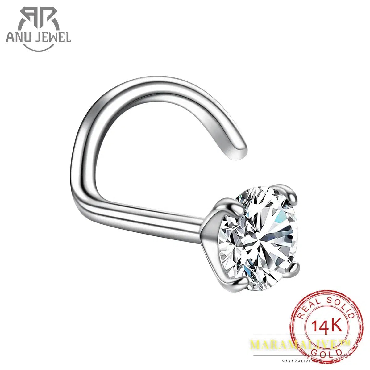 Nose Ring 3mm Moissanite Diamond Pierce Body Jewelry With Certificate Jewelry Making