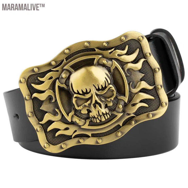 Novelty Crossbones Belt Heavy Metal Skull Face Buckle Skeleton Belts Dark Style Street Hip Hop Rock Waistband Accessories