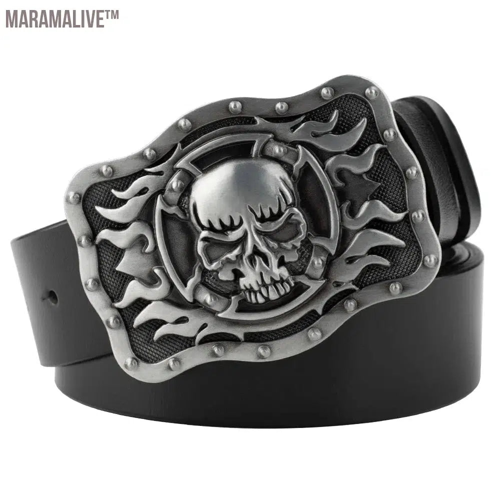 Novelty Crossbones Belt Heavy Metal Skull Face Buckle Skeleton Belts Dark Style Street Hip Hop Rock Waistband Accessories