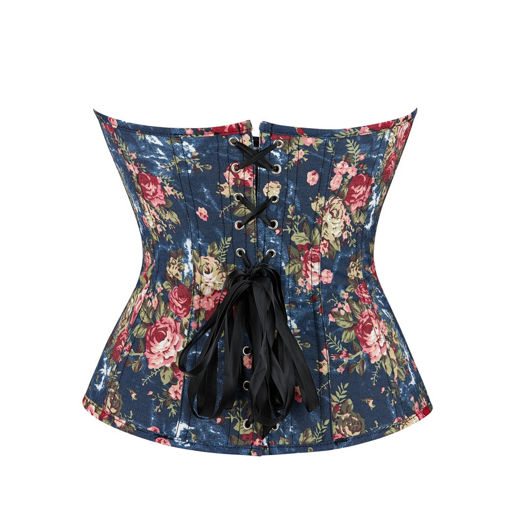 Retro Little Blue Flowers Corset Women's Bodybuilding Corset - Maramalive™