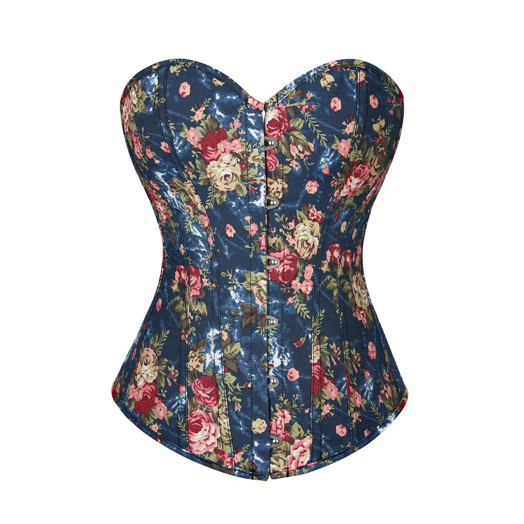 Retro Little Blue Flowers Corset Women's Bodybuilding Corset - Maramalive™