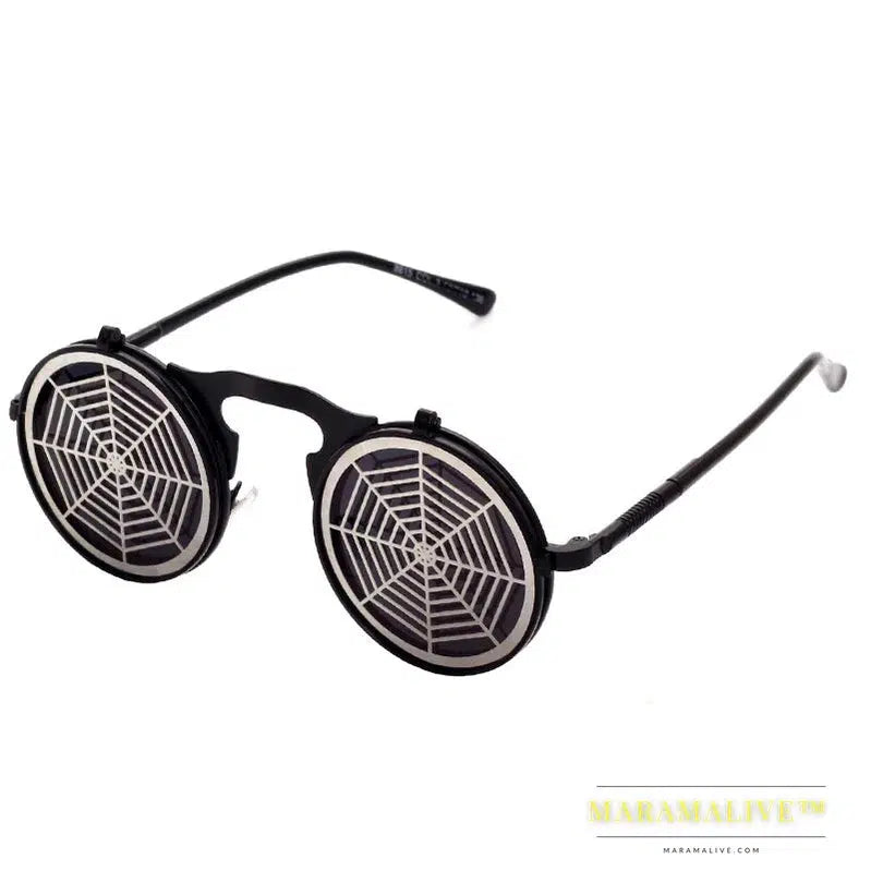 OEC CPO Metal Round Steampunk Sunglasses Women Fashion Glasses Men Windmill Flip Design Frame Personality Eyeglasses UV400