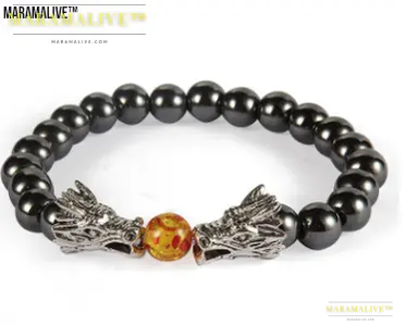 Obsidian Double Dragon Bracelet