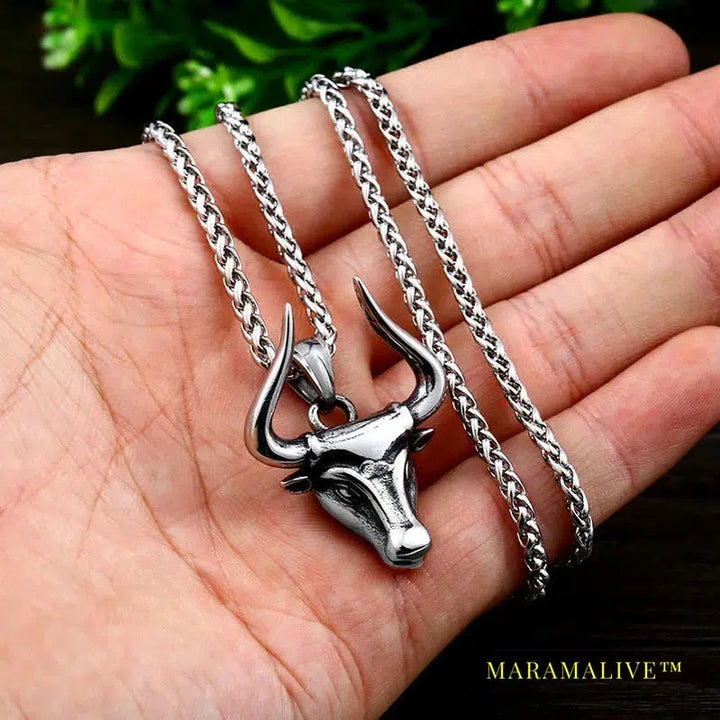 Odin bull head Amulet norse Viking necklace pendant Men gift Fashion Pagan animal Jewelry