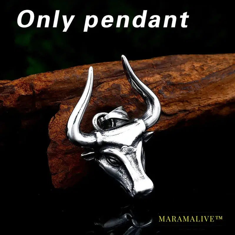 Odin bull head Amulet norse Viking necklace pendant Men gift Fashion Pagan animal Jewelry