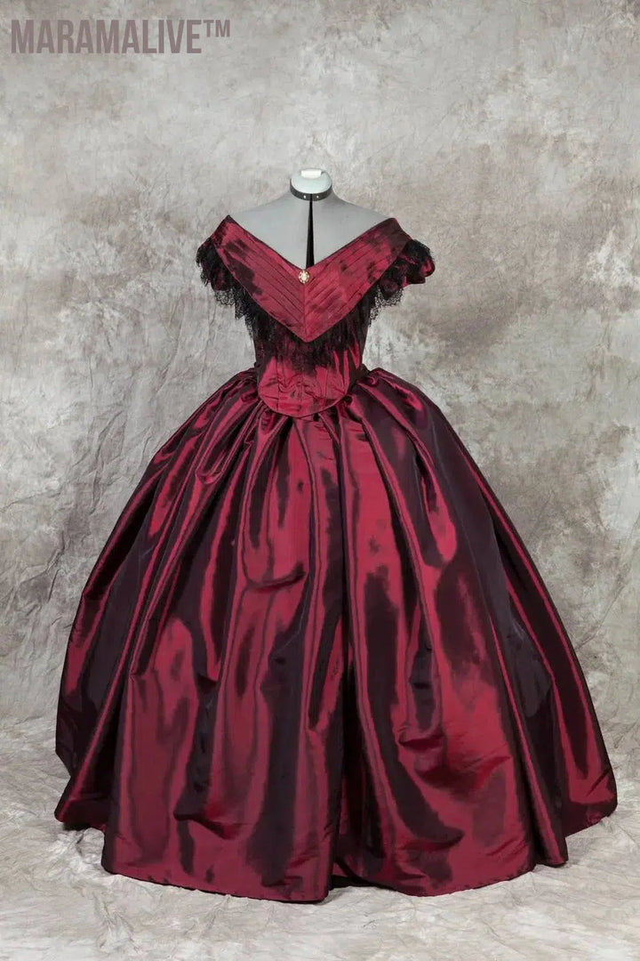 Off Shoulder 1860s Victorian Crinoline Sissi Civil War Costume Southern Belle Ball Gown Wedding Dress Robe Second Empire Dress