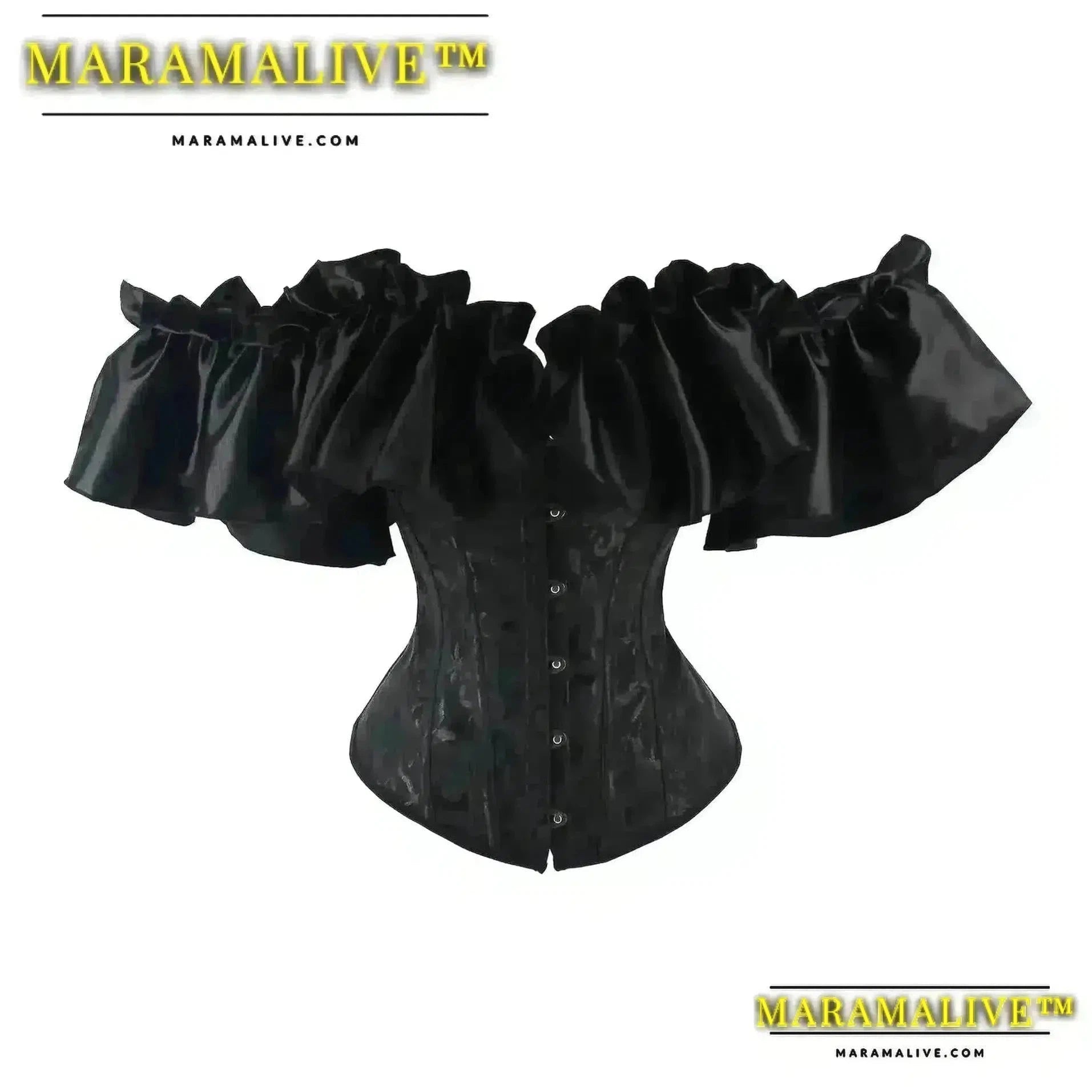 Off Shoulder Corset Top Sexy Gothic Corsets and Bustiers Overbust Corset Ruffles Short Sleeve