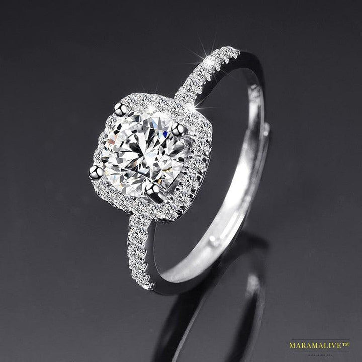 One Carat Moissanite Ring with Adjustable Opening - Glamorous Earth-Friendly Diamond Ring