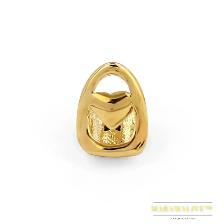 Open Face Heart Shaped Grillz Cap Gold Tone Hip Hop Hollow Single Tooth Grill Teeth Gills