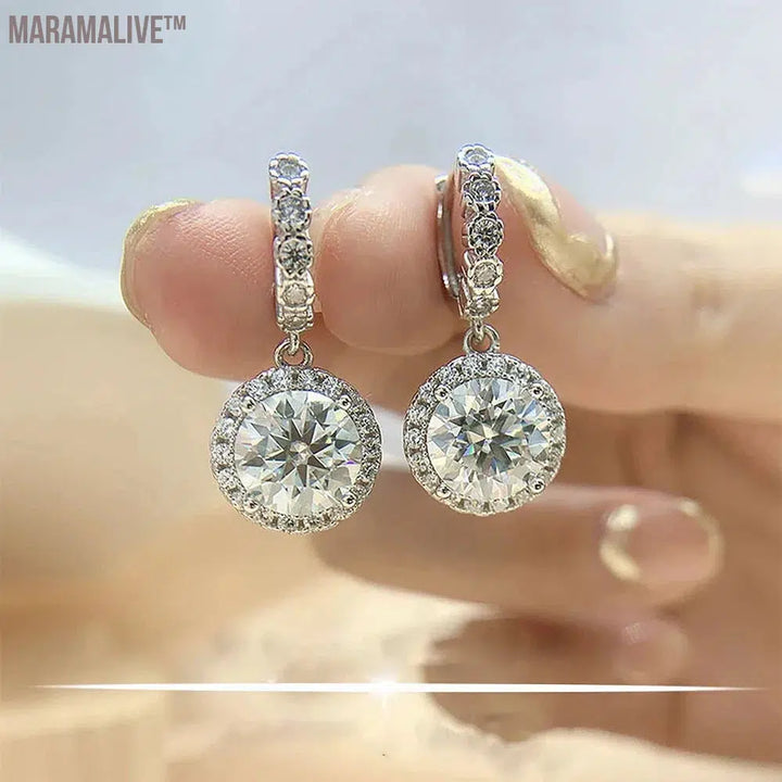 Original 3ct moissanite Hoop earring for Women Round Sunflower Diamond Drop Earring With Gra 925 silver Fine Jewelry 2024 trend