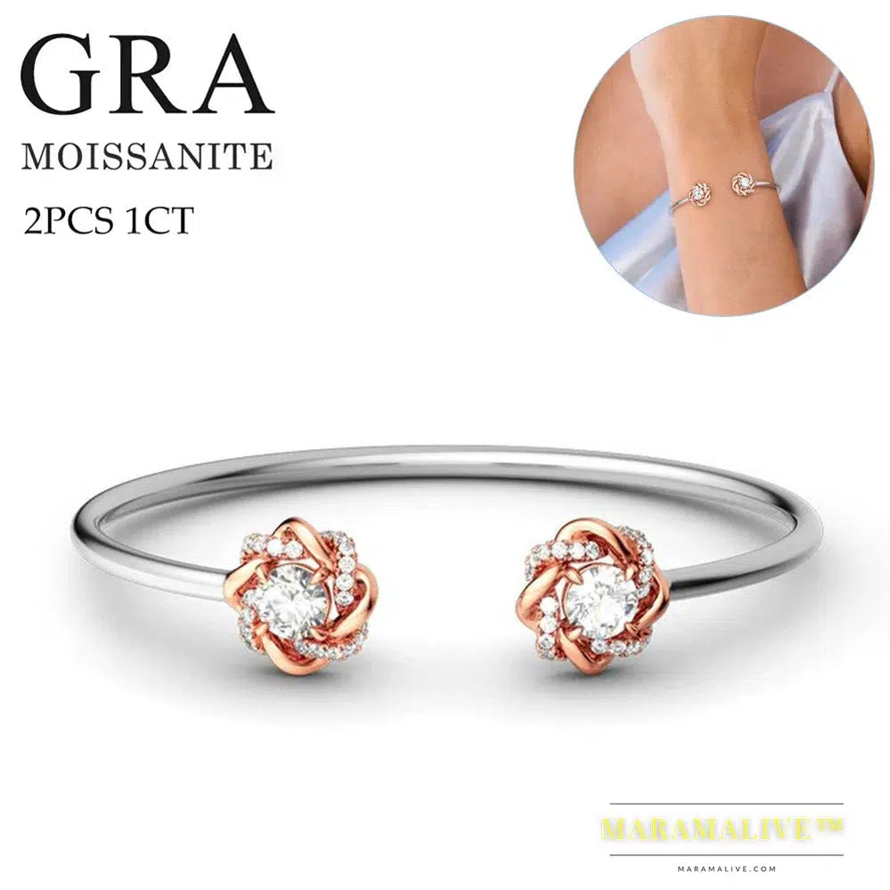 Original Moissanite Diamond Jewelry Sets for Women with Certificate Necklace Earrings Bangle Sets 925 Silver Wedding Luxury Gift