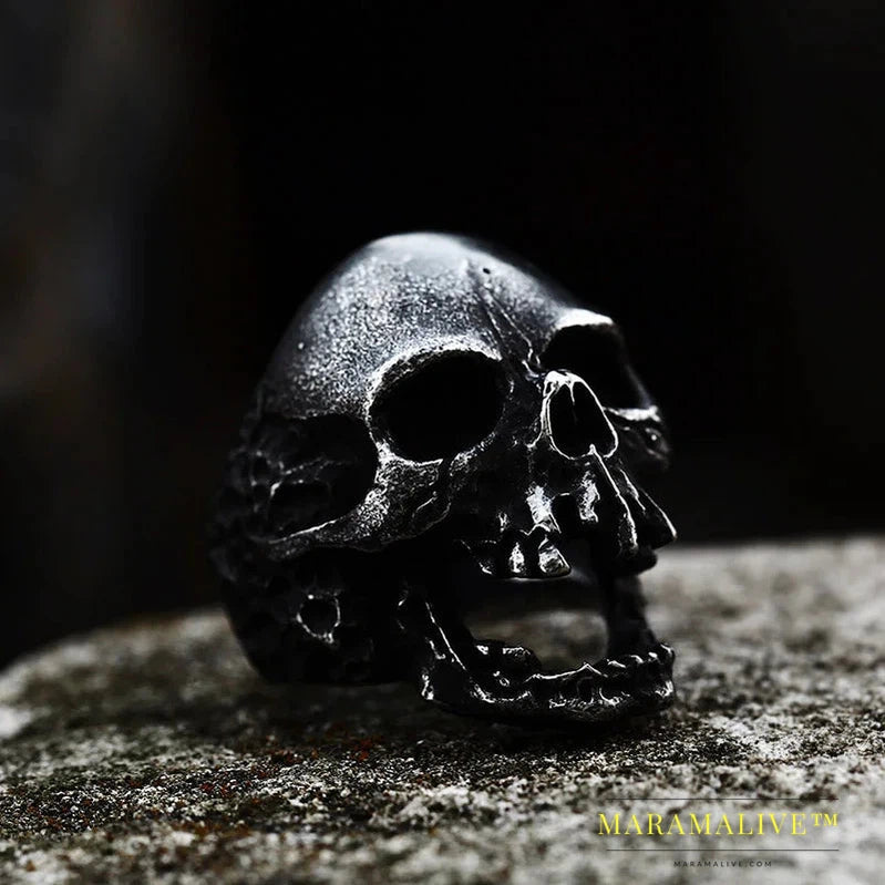 Original Style Big Skull For Man Stainless Steel Punk Rock Male Personality Ring party supplies