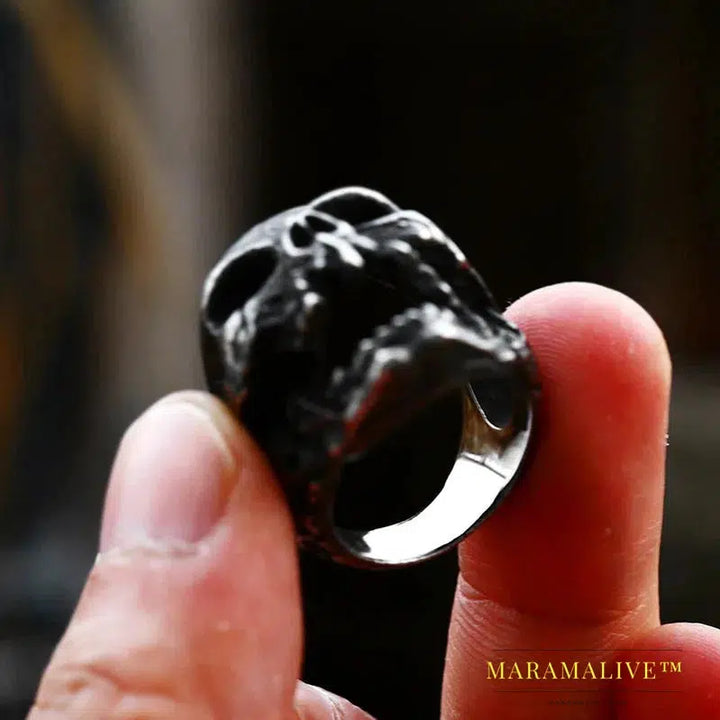 Original Style Big Skull For Man Stainless Steel Punk Rock Male Personality Ring party supplies