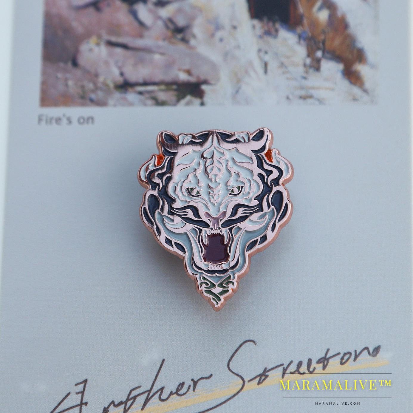 Original White Tiger Metal Design Brooch