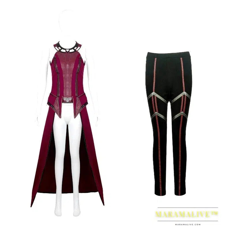 Outfits for Scarlet Witch Cosplay Costume Red Tops Pants Cloak Headpiece Sexy Halloween Outfits Gifts