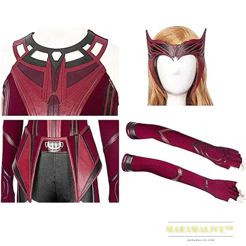 Outfits for Scarlet Witch Cosplay Costume Red Tops Pants Cloak Headpiece Sexy Halloween Outfits Gifts