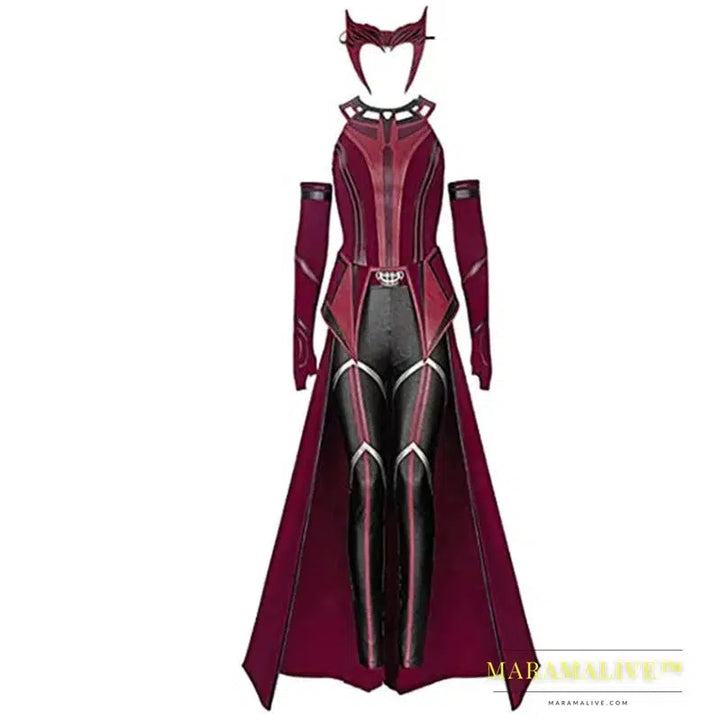 Outfits for Scarlet Witch Cosplay Costume Red Tops Pants Cloak Headpiece Sexy Halloween Outfits Gifts