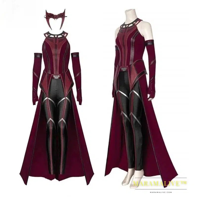 Outfits for Scarlet Witch Cosplay Costume Red Tops Pants Cloak Headpiece Sexy Halloween Outfits Gifts