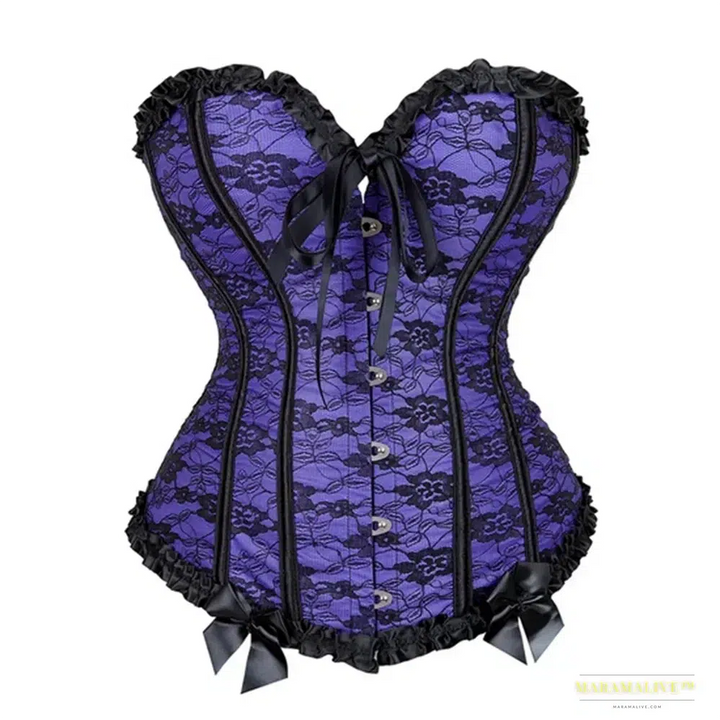 Overbust Corset Lace Up Waist Bustier Top Black White Purple Beige Brown Red Orange Green Blue Elegant Basques Corselet