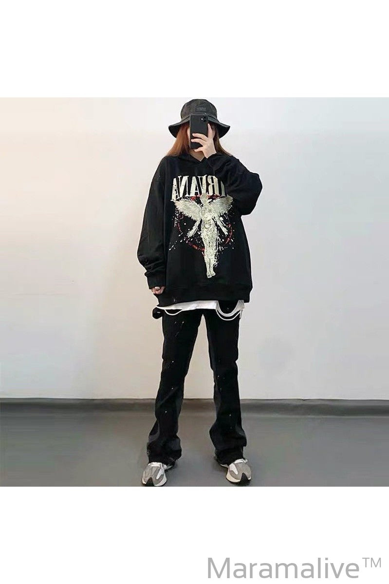 Oversized Punk Style & Hoodie Sweatshirt: Edgy Look