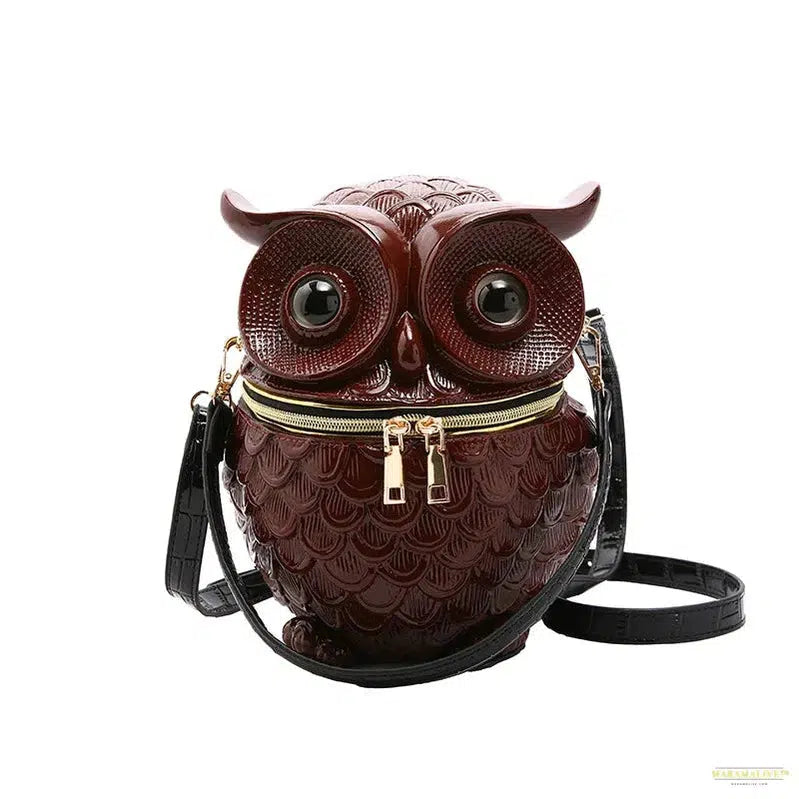 Owl Gothic Luxury Design Crossbody Bag for Women – High Quality Leather Round Bag with Unusual and Trendy Personality